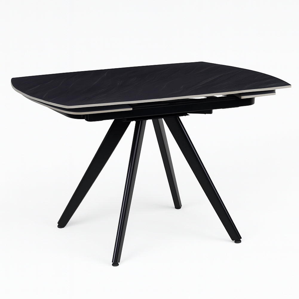 Tavolo Allungabile Rotante Ceramica Effetto Marmo Nero da 6-8 Posti Salvaspazio