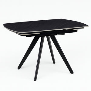 Tavolo Allungabile Rotante Ceramica Effetto Marmo Nero da 6-8 Posti Salvaspazio