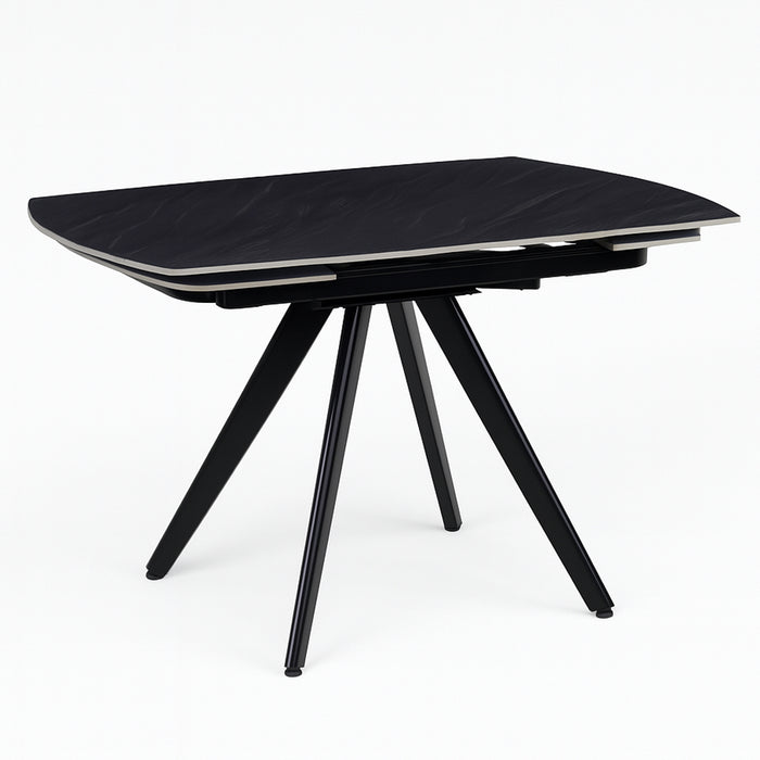Tavolo Allungabile Rotante Ceramica Effetto Marmo Nero da 6-8 Posti Salvaspazio