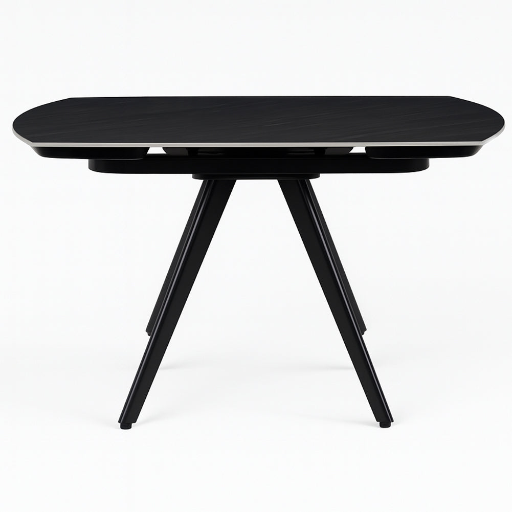 Tavolo Allungabile Rotante Ceramica Effetto Marmo Nero da 6-8 Posti Salvaspazio