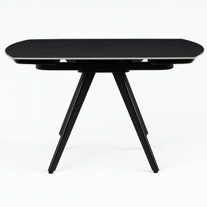 Tavolo Allungabile Rotante Ceramica Effetto Marmo Nero da 6-8 Posti Salvaspazio