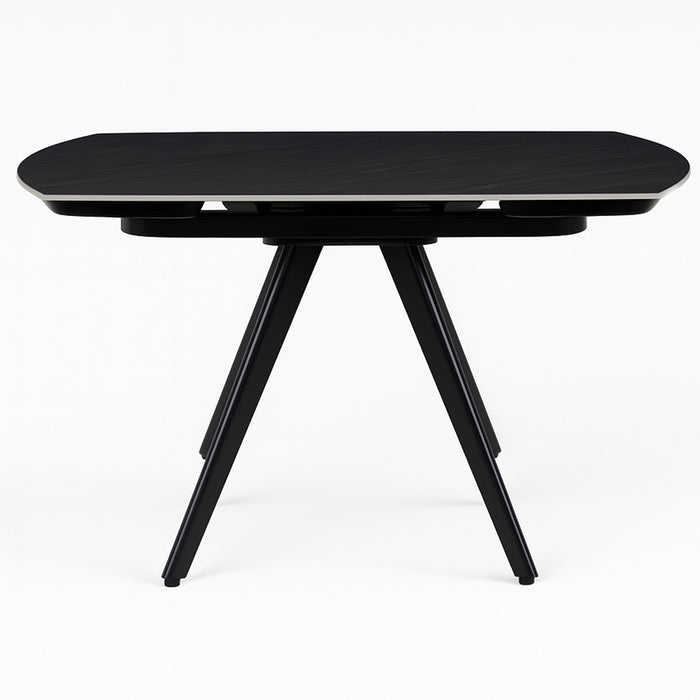 Tavolo Allungabile Rotante Ceramica Effetto Marmo Nero da 6-8 Posti Salvaspazio