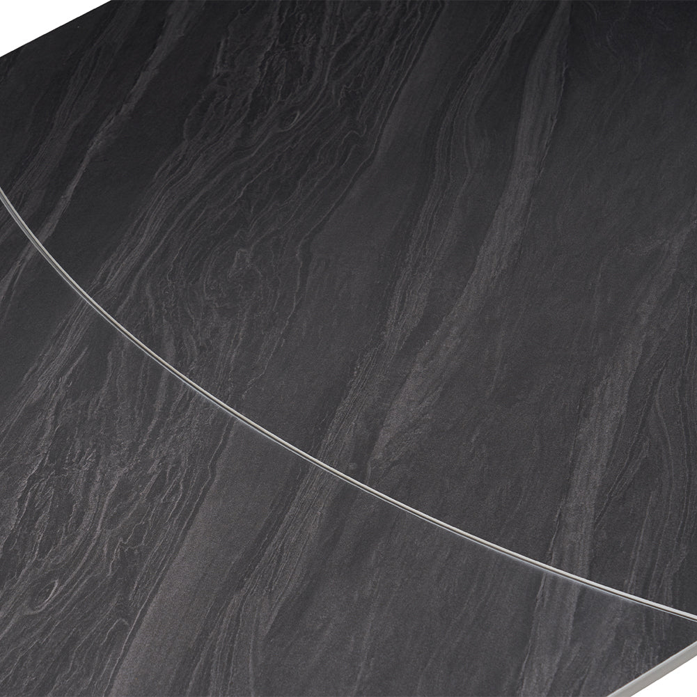 Tavolo Allungabile Rotante Ceramica Effetto Marmo Nero da 6-8 Posti Salvaspazio