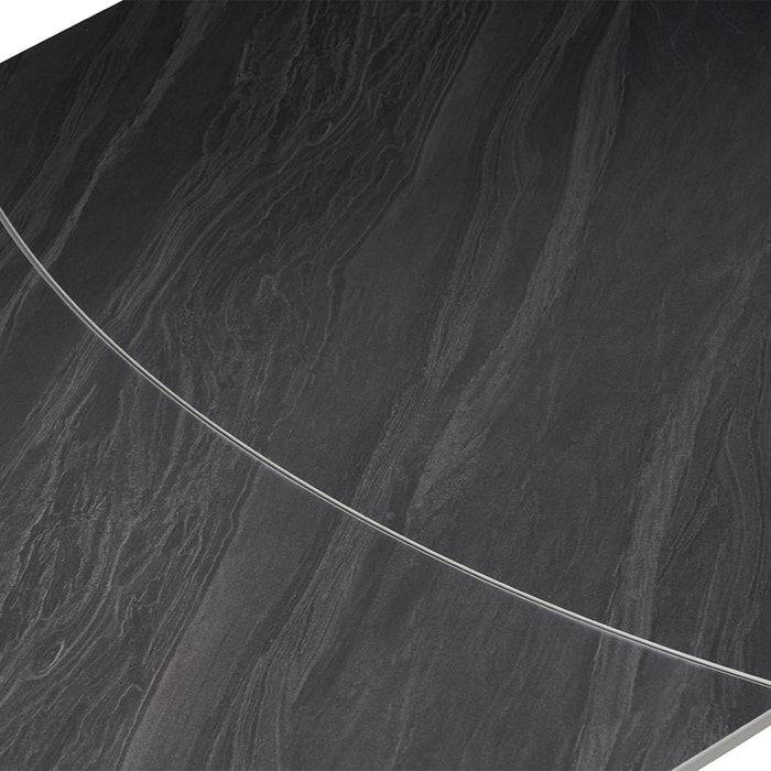 Tavolo Allungabile Rotante Ceramica Effetto Marmo Nero da 6-8 Posti Salvaspazio