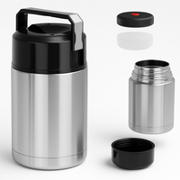 Thermos Porta Pranzo Acciaio Inox 1 Litro con Maniglia Tappo a Vite e Valvola
