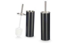 Porta Scopino WC Metallo e Acciaio H 37,5 cm con Spazzolone Setole Dure Nero