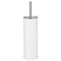 Porta Scopino WC Metallo e Acciaio H 37,5 cm con Spazzolone Setole Dure Bianco