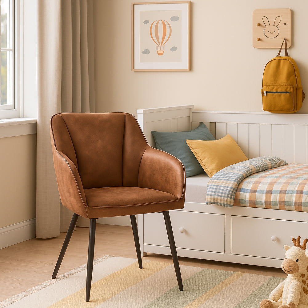 Poltrona Sedia Ergonomica Microfibra Effetto Scamosciato Piedi Metallo 55x50x84cm