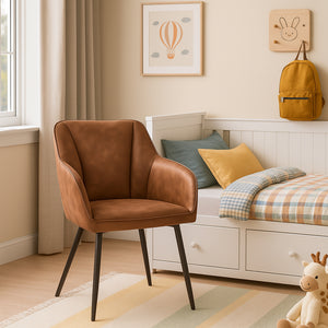 Poltrona Sedia Ergonomica Microfibra Effetto Scamosciato Piedi Metallo 55x50x84cm