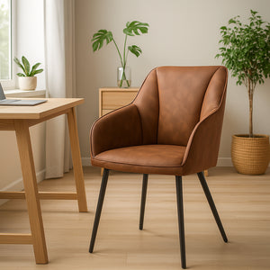 Poltrona Sedia Ergonomica Microfibra Effetto Scamosciato Piedi Metallo 55x50x84cm