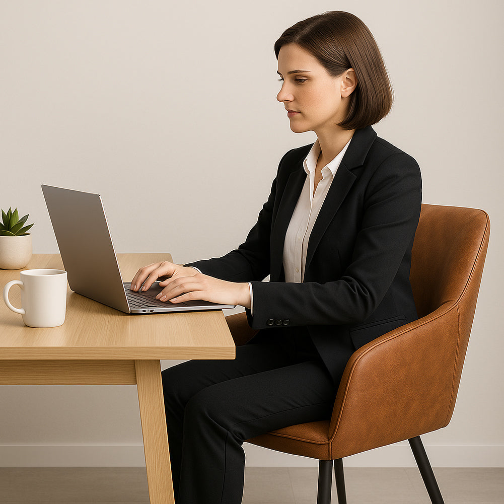 Poltrona Sedia Ergonomica Microfibra Effetto Scamosciato Piedi Metallo 55x50x84cm