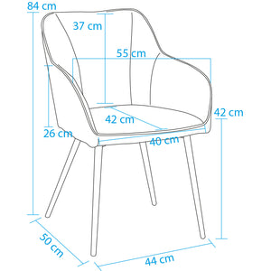 Poltrona Sedia Ergonomica Microfibra Effetto Scamosciato Piedi Metallo 55x50x84cm