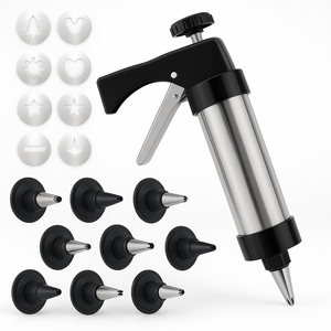 Spara Biscotti in Acciaio con 8 Beccucci e 8 Trafile per Dolci e Decorazioni