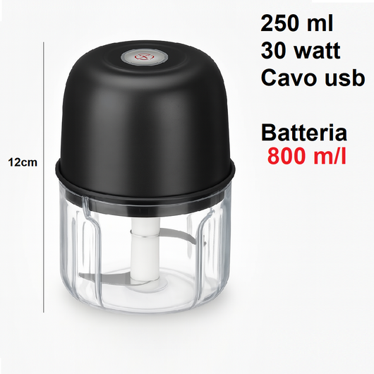 Mini Frullatore Portatile usb 250ml 30W Ricaricabile in Abs e Acciaio Facile da Pulire