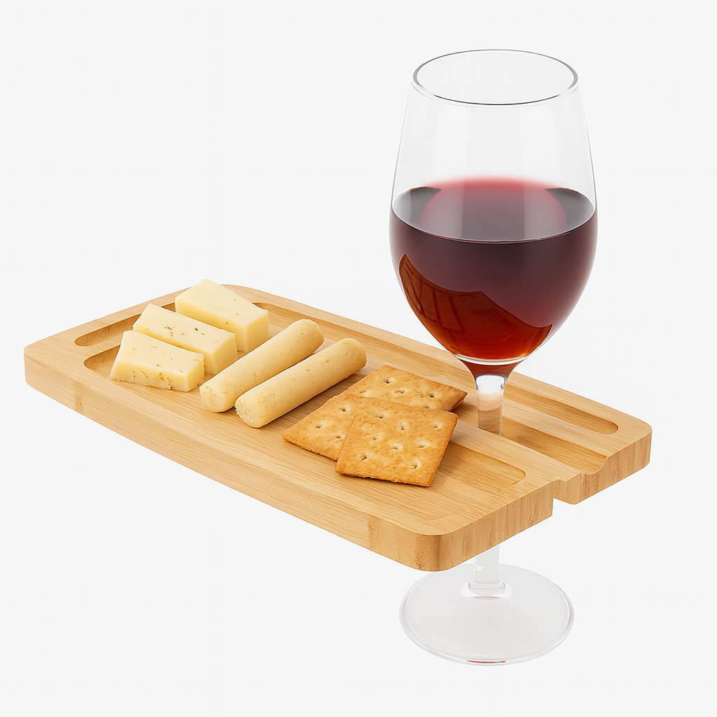 Vassoio Aperitivo Porta Bicchiere in Legno di Bambù 2pz 26x14cm Colore Naturale