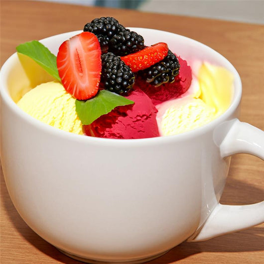 SET 6 TAZZE BIANCHE IN CERAMICA 450 ML PER COLAZIONE CON MANICO PER CASA E HOTEL PER CAPPUCCINO, CAFFE', GELATO E FRUTTA