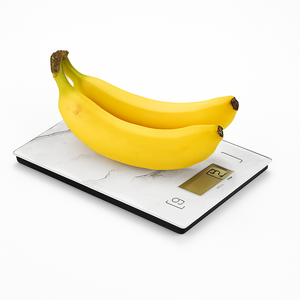 Bilancia Cucina Digitale Ultra sottile Vetro Effetto Marmo 5KG 20x14cm Bianco