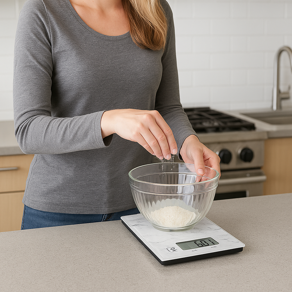 Bilancia Cucina Digitale Ultra sottile Vetro Effetto Marmo 5KG 20x14cm Bianco