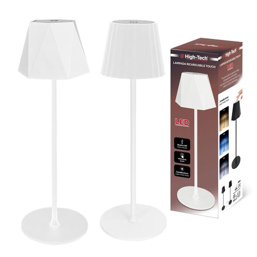 HIGH-TECH LAMPADA BIANCA DA TAVOLO A LED FORME GEOMETRICHE RICARICA USB - INTERRUTTORE TOUCH - 3 TONALITÀ DI LUCE - ASSORTITA OKX