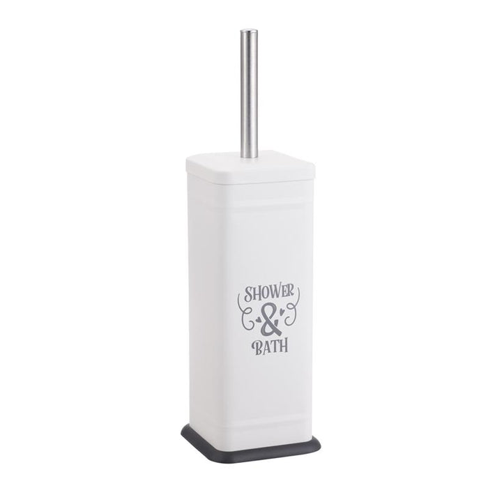 MA MAISON PORTASOPINO PER BAGNO IN COLORAZIONE BIANCA E SCRITTA SHABBY CON MANICO CROMO