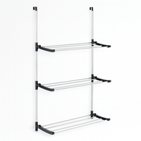 Stendino Pieghevole 3Piani in metallo Zincato e Plastica Stendino per Termosifone Dietro Porta Silver e Nero