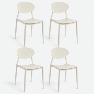 Sedia Kit 4pz in Polipropilene Schienale Sagomato Uso Interno ed Esterno Bianco