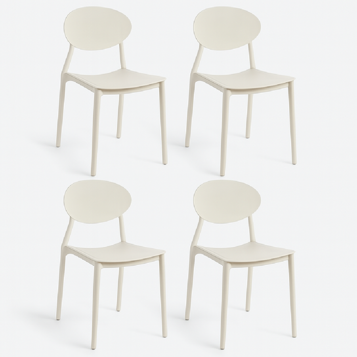 Sedia Kit 4pz in Polipropilene Schienale Sagomato Uso Interno ed Esterno Bianco