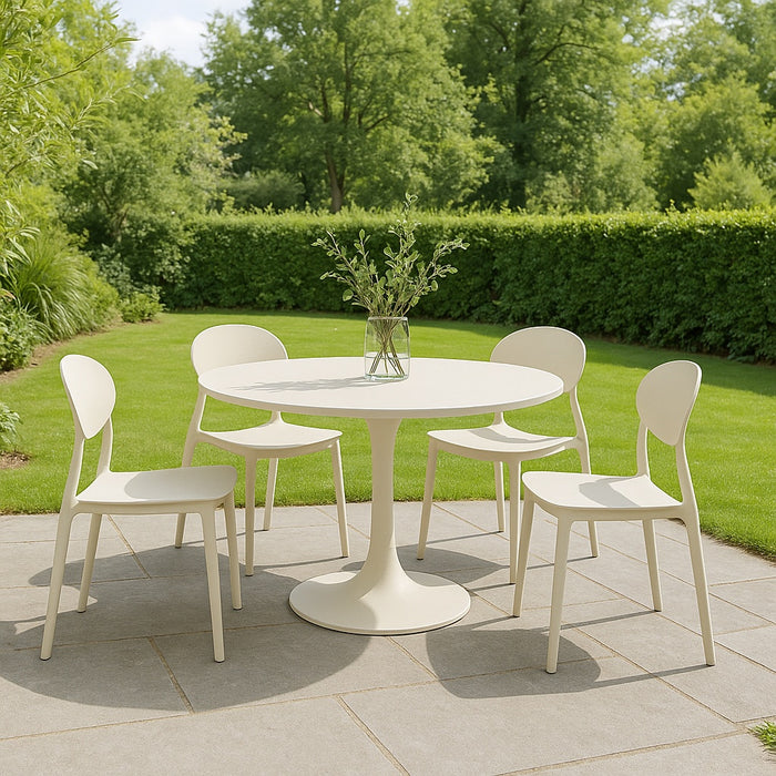 Sedia Kit 4pz in Polipropilene Schienale Sagomato Uso Interno ed Esterno Bianco