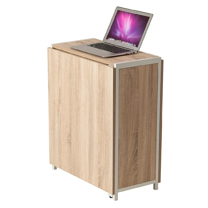 Tavolo Scrivania Richiudibile Allungabile Salvaspazio con Libreria Legno e Metallo