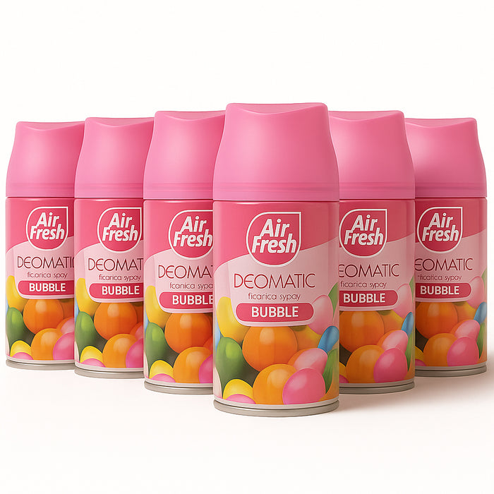 Air Fresh Deomatic Ricariche Profumatore Ambiente 6x250ml Spray Bubble Antiodore
