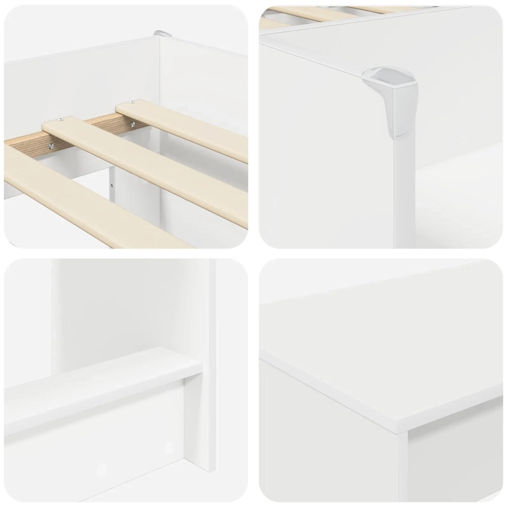 Letto alto per Bambini | Letto Infantile | Lettino con scrivania Bianco 90 x 190 cm
