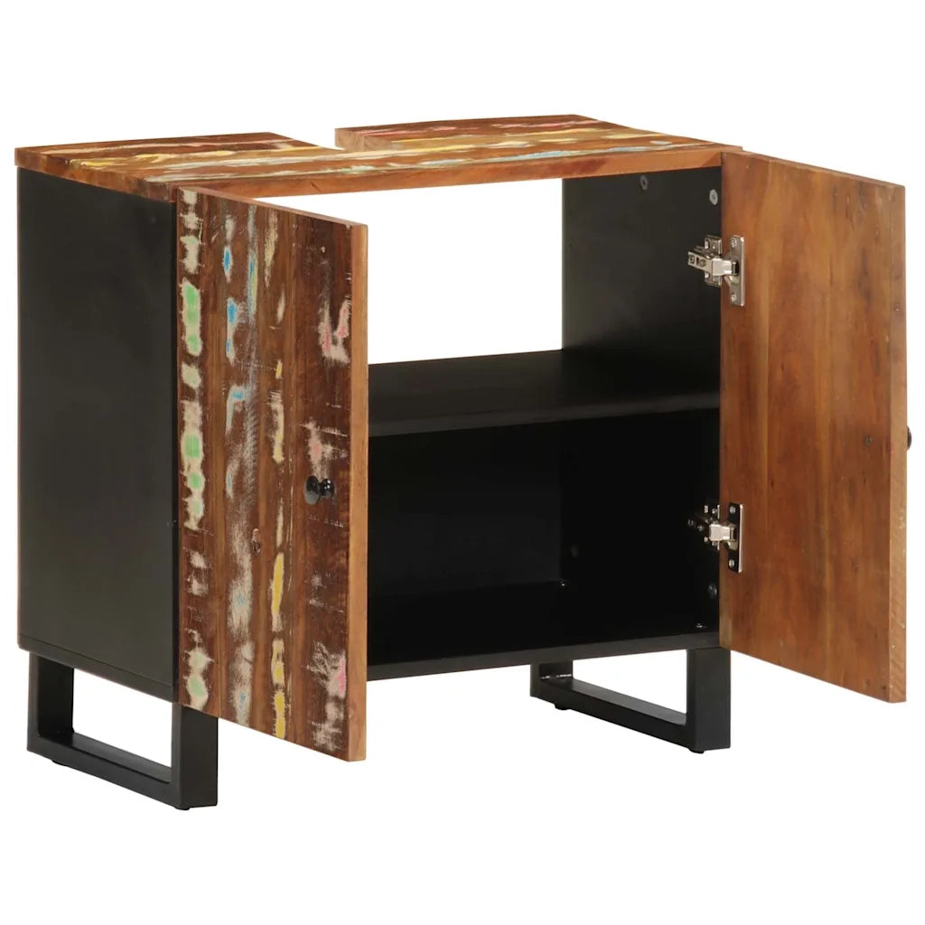 Mobile Lavabo-Armadietto da bagno 62x33x58 cm Legno Massello Recupero e Multistrato