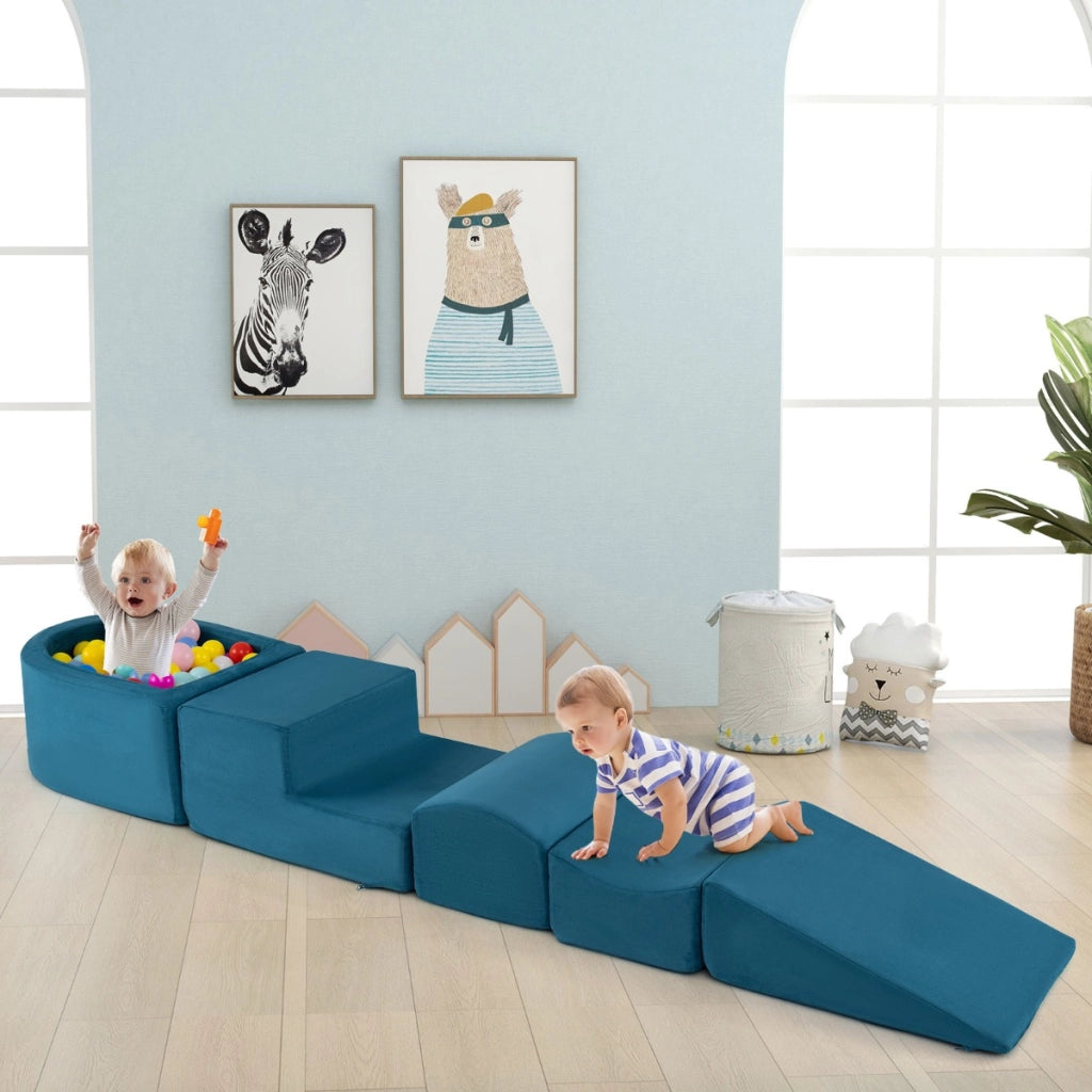 Set di 5 blocchi di schiuma di blocchi giganti con piscina di palline-Grandi blocchi per giocare Blu