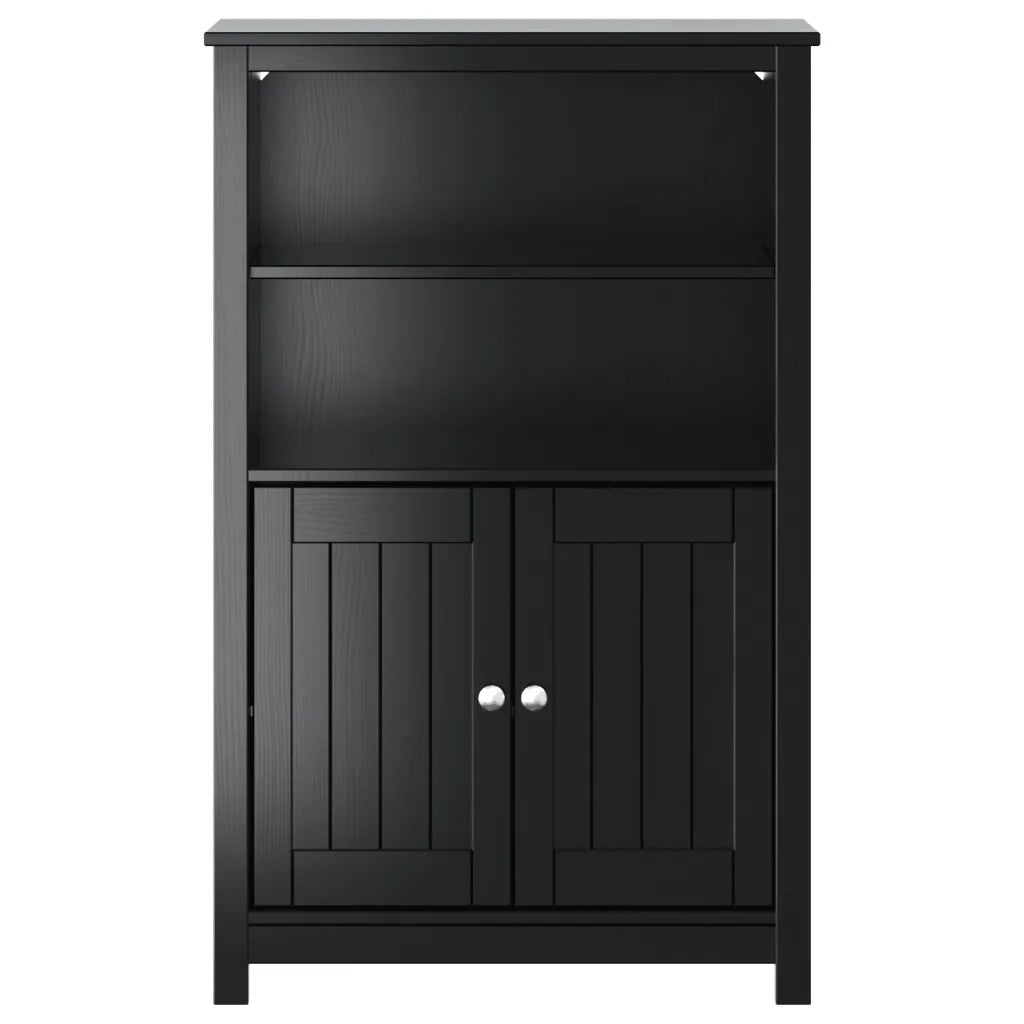 Mobiletto da bagno moderno con 4 ripiani 69,5 x 34 x 110 cm in pino nero massello 02_0047340