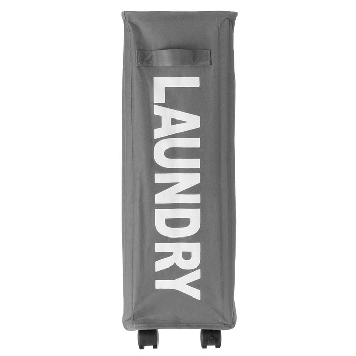 Cesto Biancheria Sporca Pieghevole in Tessuto Oxford Slim con Ruote e Coperchio Grigio