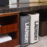 Cesto Biancheria Sporca Pieghevole in Tessuto Oxford Slim con Ruote e Coperchio Grigio