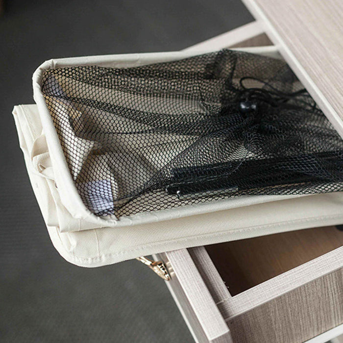 Cesto Biancheria Sporca Pieghevole in Tessuto Oxford Slim con Ruote e Coperchio Beige