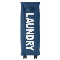 Cesto Biancheria Sporca Pieghevole in Tessuto Oxford Slim con Ruote e Coperchio Blu