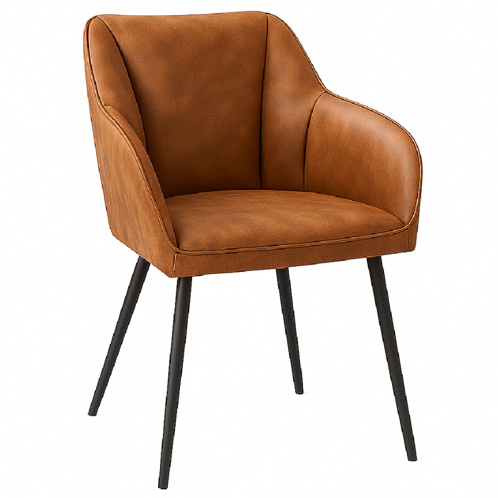 Sedia Poltrona Ergonomica Microfibra Marrone Stile Moderno Gambe Metallo Nero