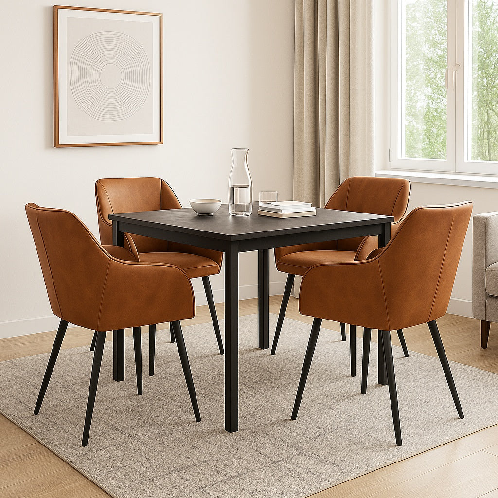 Sedia Poltrona Ergonomica Microfibra Marrone Stile Moderno Gambe Metallo Nero