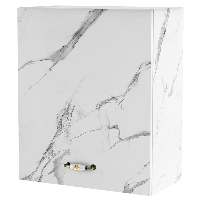 Mobile Cucina Pensile 1 Anta Componibile in Legno Colore Bianco Marmo 60x32 H72cm