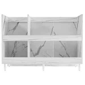 Mobile Cucina Sottolavello Componibile in Legno Colore Bianco Marmo 3 Ante 120cm