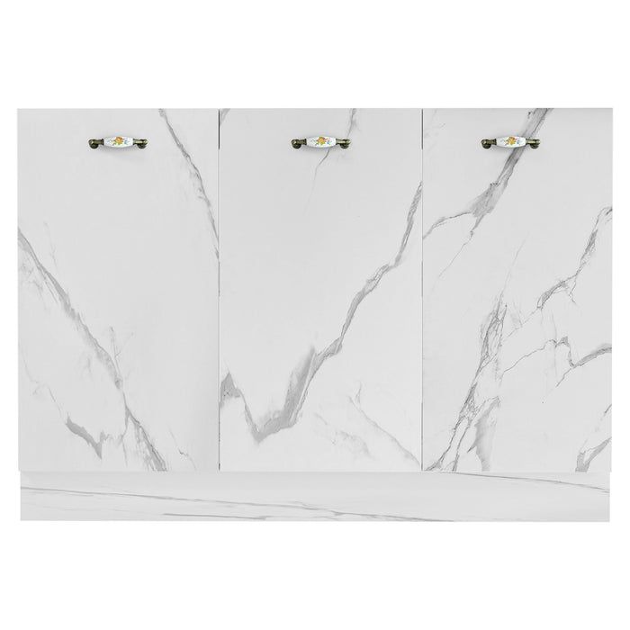 Mobile Cucina Sottolavello Componibile in Legno Colore Bianco Marmo 3 Ante 120cm