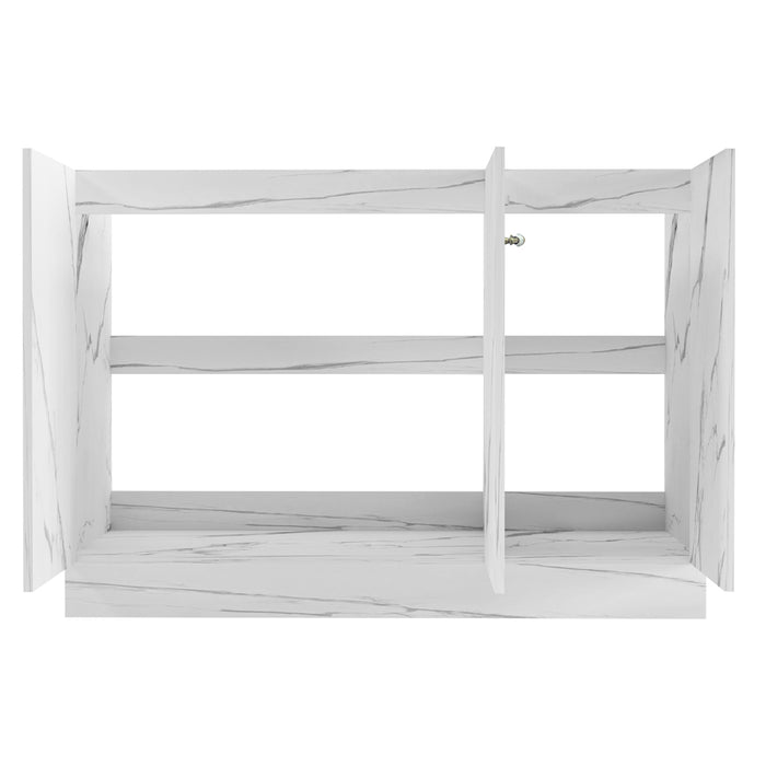 Mobile Cucina Sottolavello Componibile in Legno Colore Bianco Marmo 3 Ante 120cm