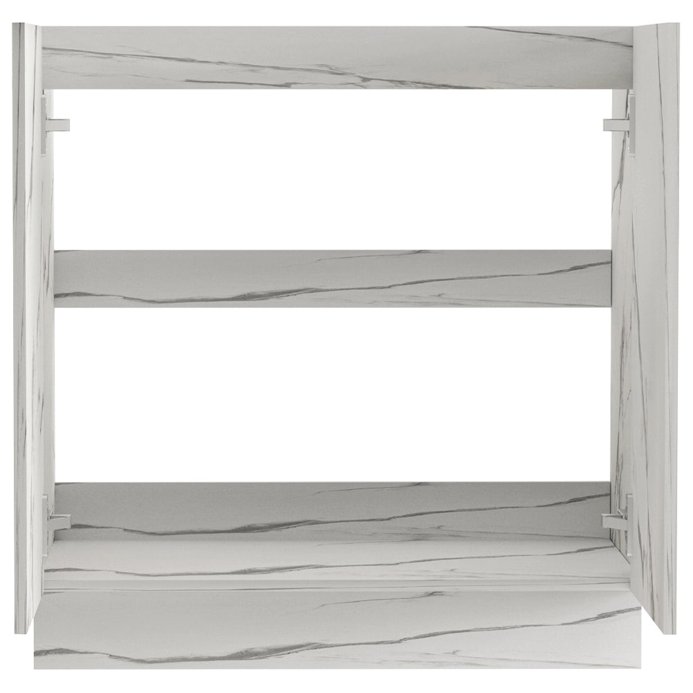 Mobile Cucina Sottolavello Componibile in Legno Colore Bianco Marmo 2 Ante 80cm