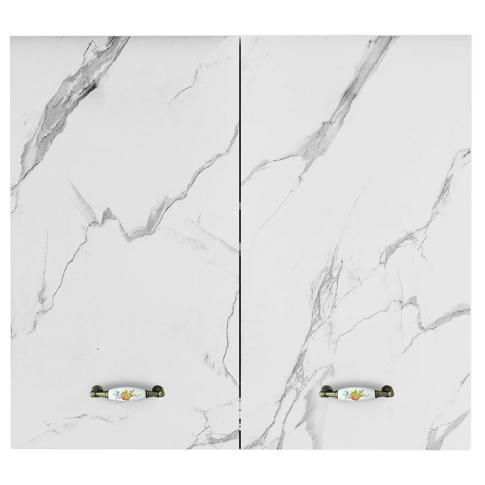 Pensile da Cucina Scolapiatti Sistema Raccogli Gocce Mobile Colore Bianco Marmo 80cm