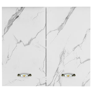 Pensile da Cucina Scolapiatti Sistema Raccogli Gocce Mobile Colore Bianco Marmo 80cm