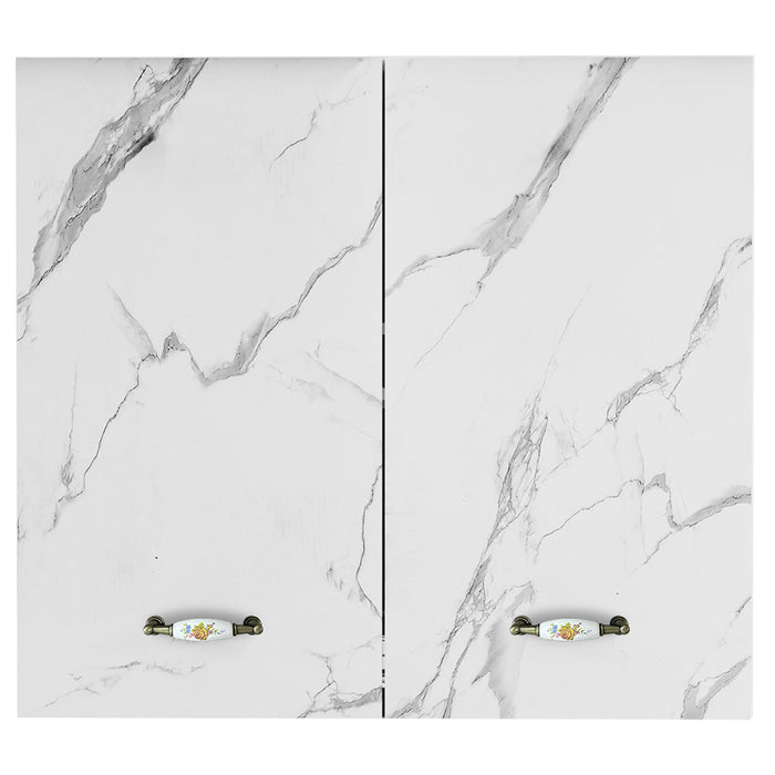 Pensile da Cucina Scolapiatti Sistema Raccogli Gocce Mobile Colore Bianco Marmo 80cm