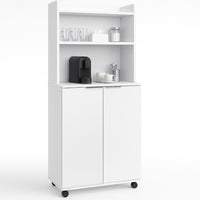Mobile Multiuso in Legno Angolo Bar snack Ufficio Credenza con Ruote 2Ante