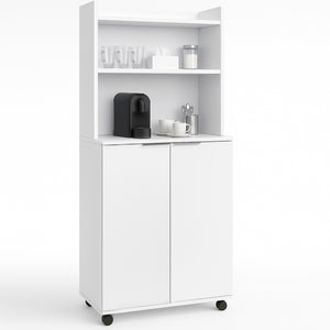 Mobile Multiuso in Legno Angolo Bar snack Ufficio Credenza con Ruote 2Ante